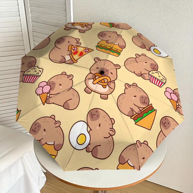 

1pc Cute Bears with Fast Food Pattern Umbrella with Plastic Handle,Suitable for All Seasons Home Travel Outdoor UmbrellaDD726