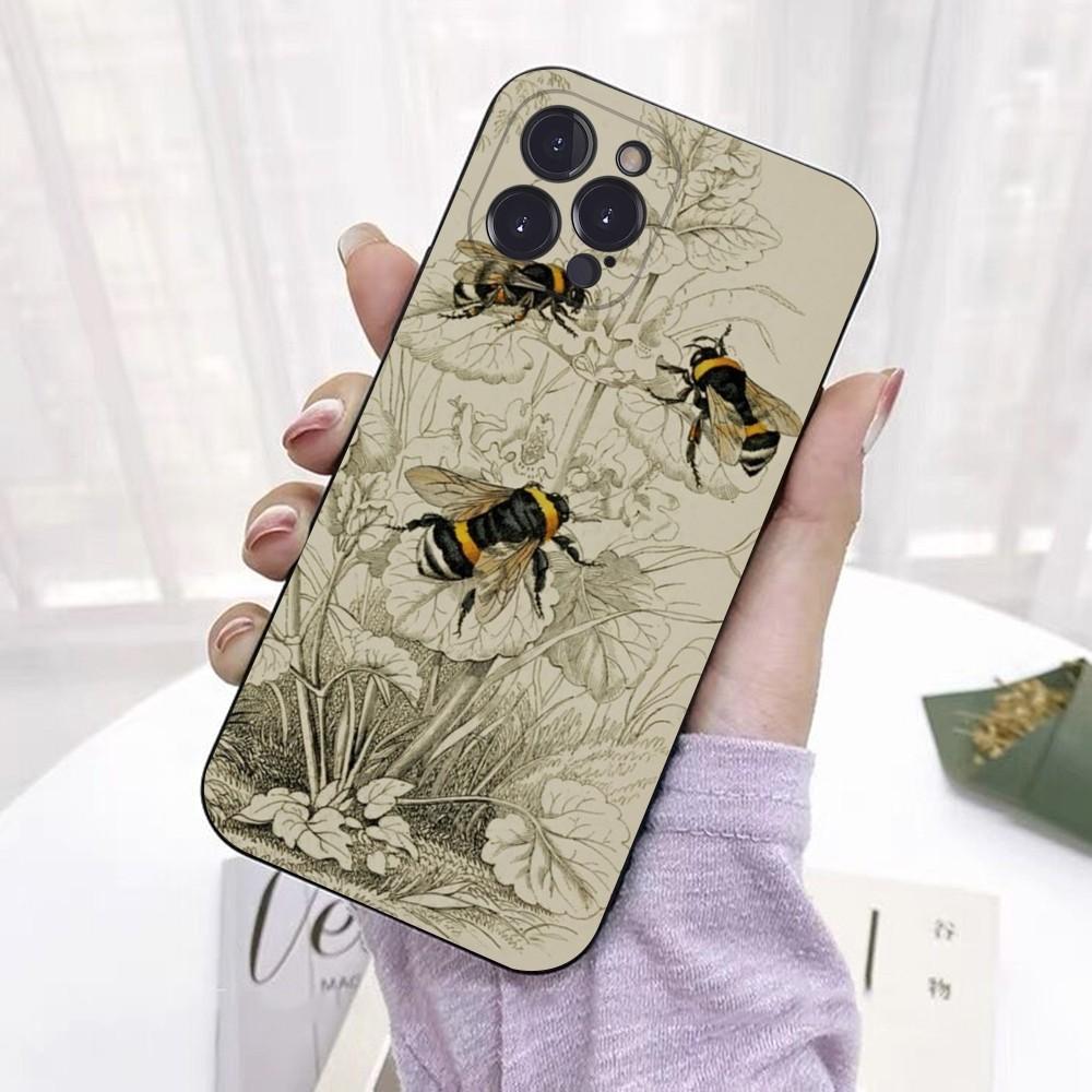Bees Art Printing Phone Case For iPhone 15 6 7 8 Plus 11 12 13 14 Pro SE 2020 MAX Mini X XS XR Back Funda Cover