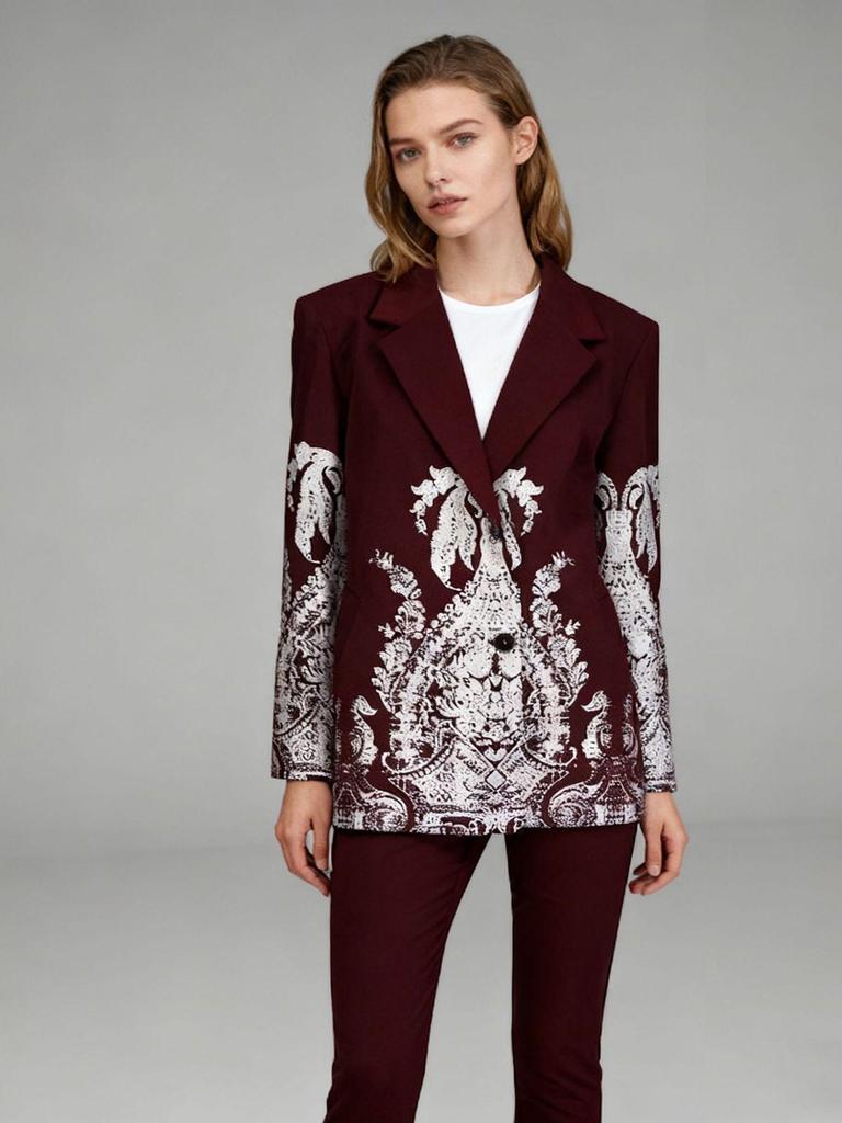 2026 Spring Stylish Printed Women's Suit Jacket - European American Commuting Style