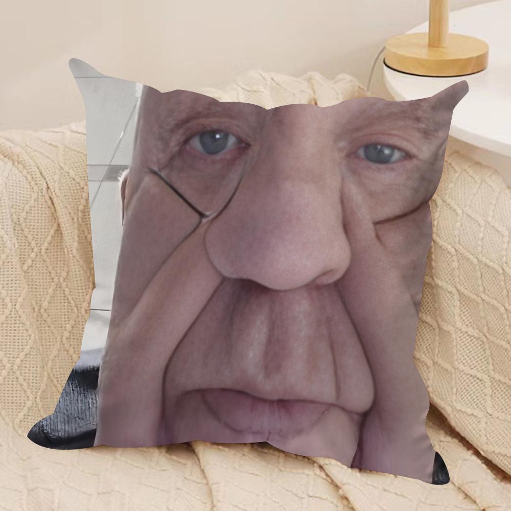 Ugly Man Funny Cushion Cover Silky Short Plush Invisible Zipper Dustproof Sofa Pillow Case for Home Decor