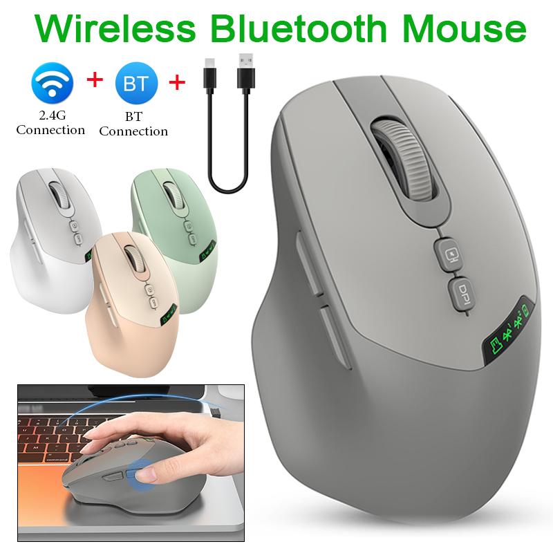 2.4G + Bluetooth Dual-Mode Wireless Charging Mouse with Digital Screen Display Silent Ergonomic Design Office Universal Mouse