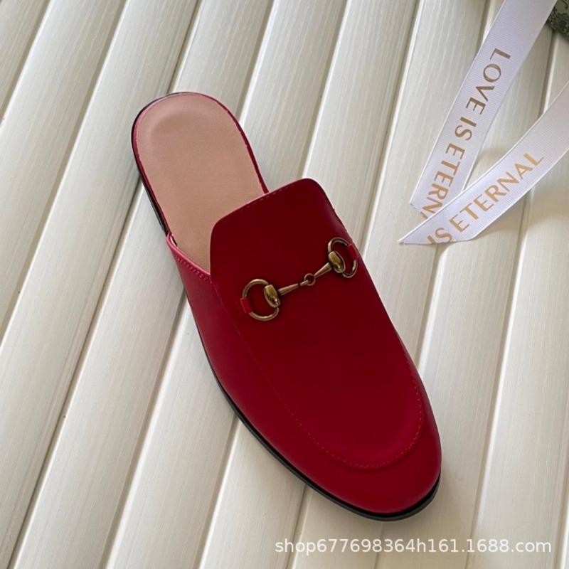 Diese G-Familie Pferdetitel Schnalle Tasche Kopf Halb-Schlepper Damen Freizeitkleidung Faul Muller Schuhe Vielseitig Ein-Pedal Kleine Lederschuhe