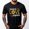 Teacher Teach Love Inspire Sunflower Back To School Women Green And White Graphic T Shirt Mens Clothing Group