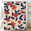 Modern Decorative Shower Curtain with Blue Red Floral Print for Bathroom Waterproof Fabric Various Sizes Available on