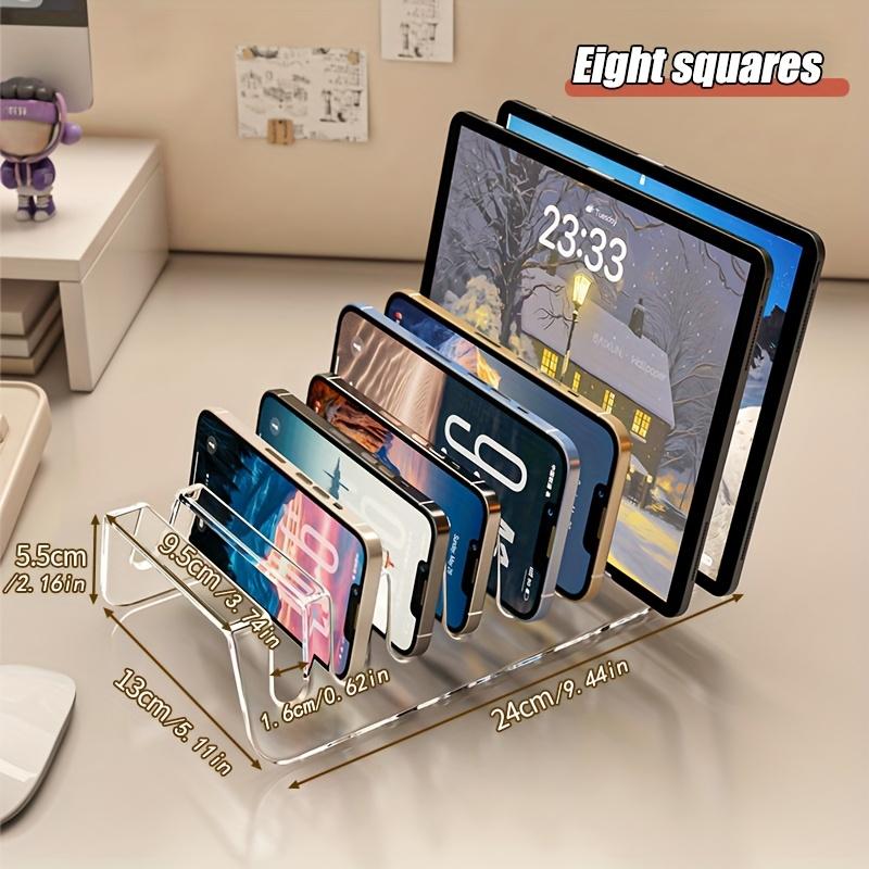 6/8 Compartimentos para Tableta Multi-dispositivo, Caja de Almacenamiento Electrónica, Soporte de Carga para Teléfono de Escritorio, Soporte, Acrílico, Fácil de Organizar