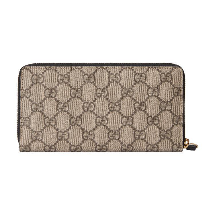 Gucci GG Marmont Zip Around Wallet Black/Beige Women Wallets 456117-17WAG-1283