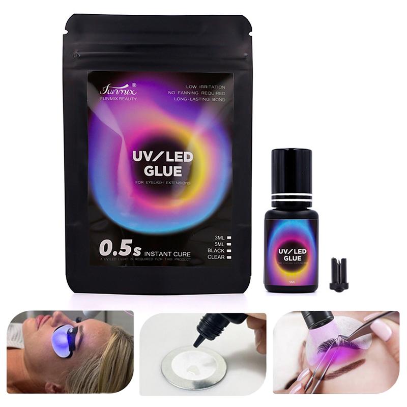 1 Stück 3/5 ml UV-LED-Lampe Schnelltrocknender Wimpernkleber Aufheller 1 Sek. Schnellhärtender Kleber Wimpern Professionelles Wimpernkleber-Make-up-Werkzeug