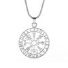 Stainless Steel Vintage Nordic Rune Compass Necklace Men Fashion Trend Amulet Nordic Jewelry