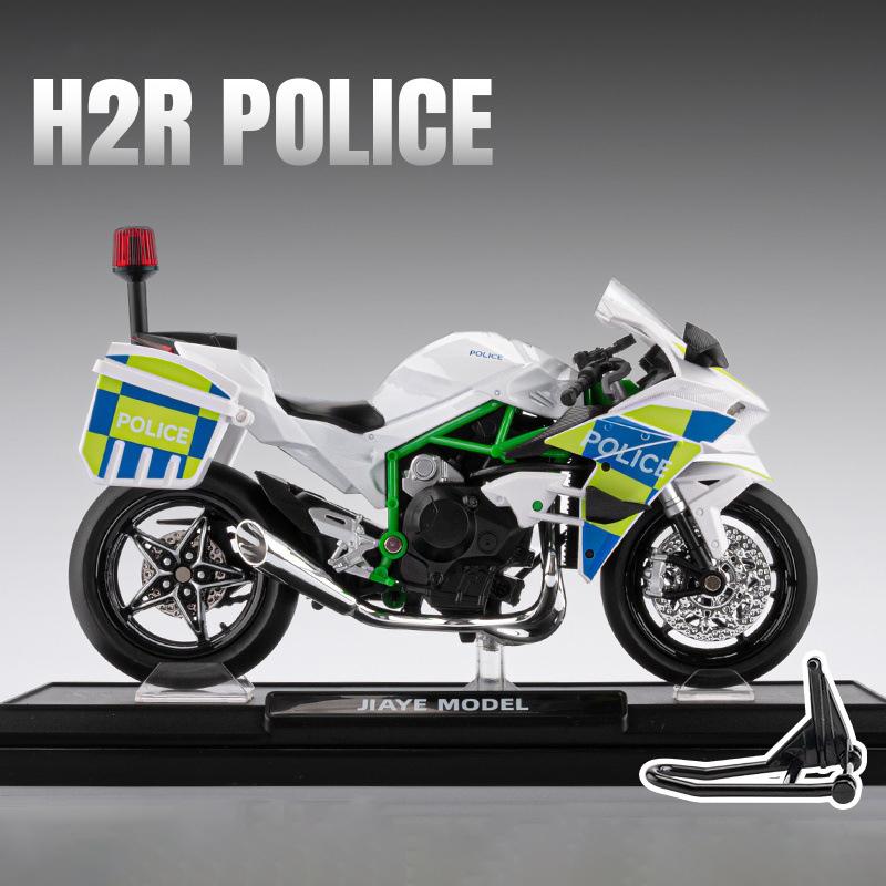 1:12 Ninja H2R Police Alloy Die Cast Motorcycle Model Vehicle Collection Sound and Light Off Road Autocycle Toys Car