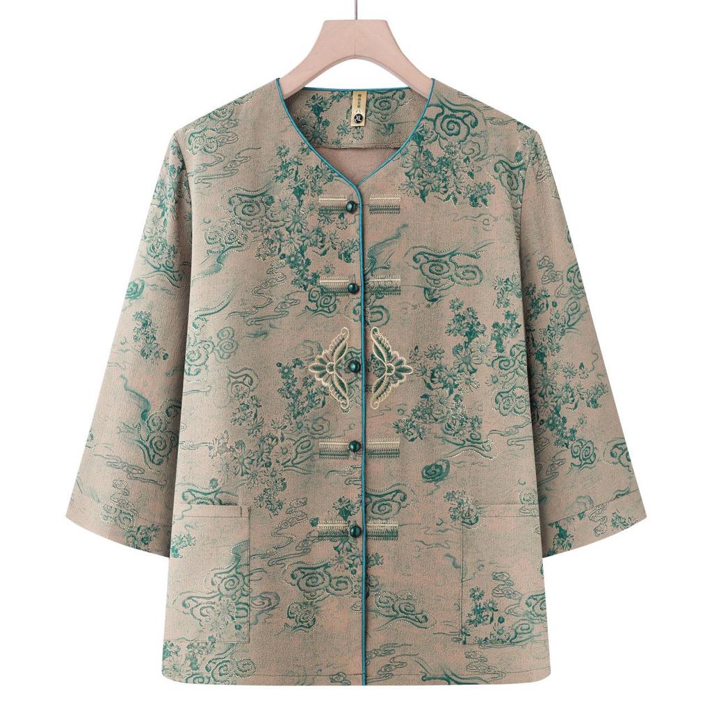 Women's Spring & Autumn Tang Suit Set: Middle-Aged & Elderly Cardigan, Loose Casual Home Wear, Red Zodiac Year Design