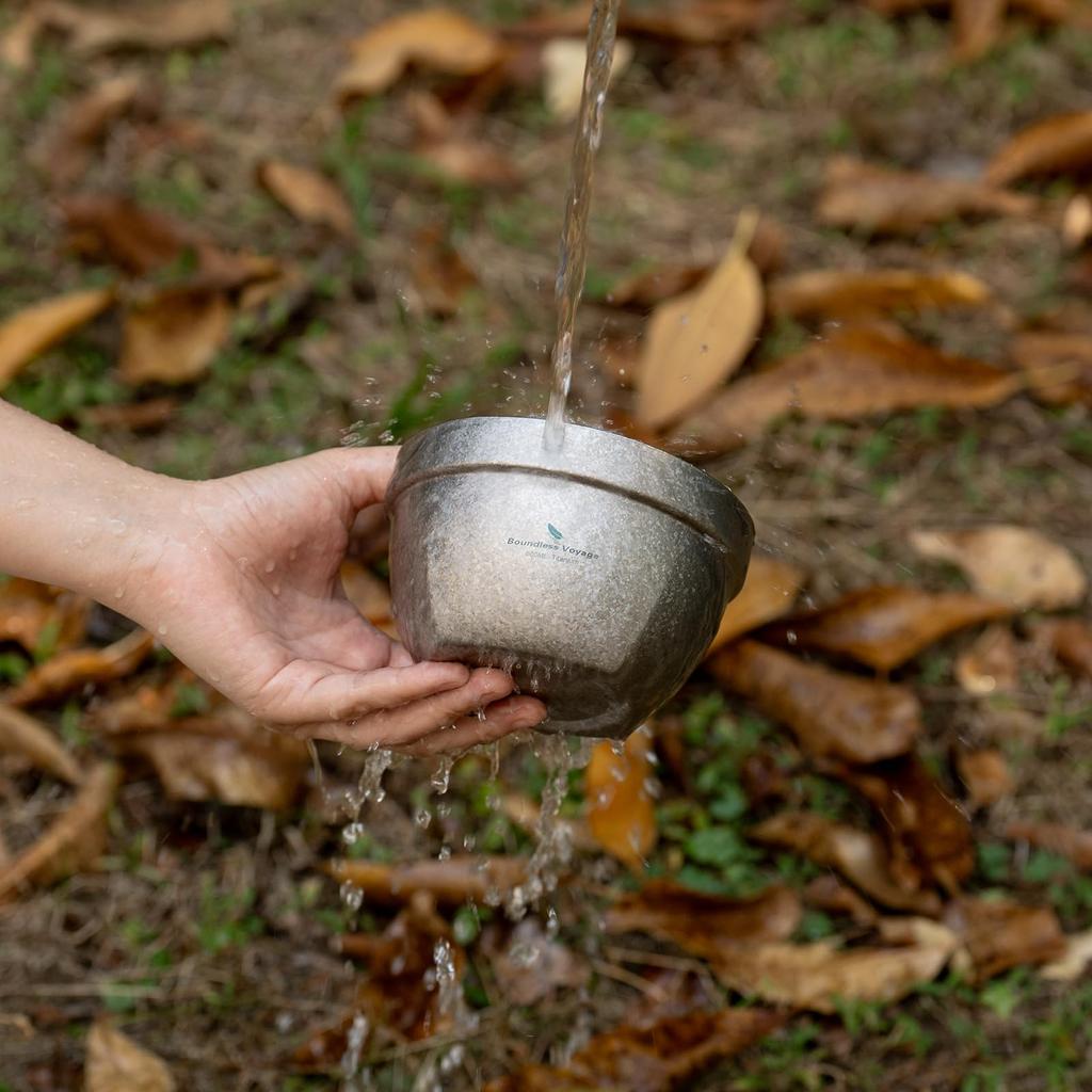 Boundless Voyage Titan Reis Ramen Reissuppe mit Aufbewahrungstasche Kristall Ti1161T doppelwandige Schüssel, 500ml, Schüssel, Schüssel, Schüssel, Hitzebeständig,