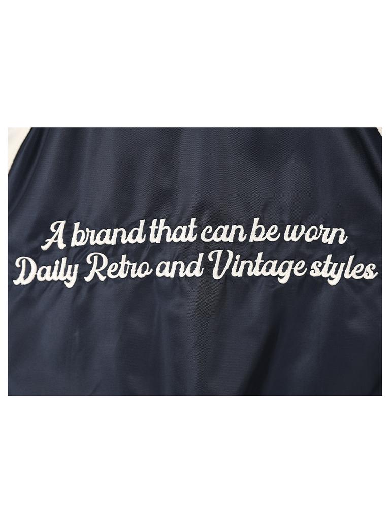 Gubin Color Block Pattern Baseball Jacket - Navy
