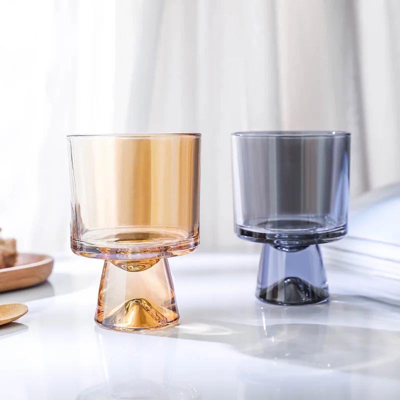 Creative High Footed Glass Cups Exquisite Ice Cream Yogurt Glass Cup Household Breakfast Oat Milk Cup