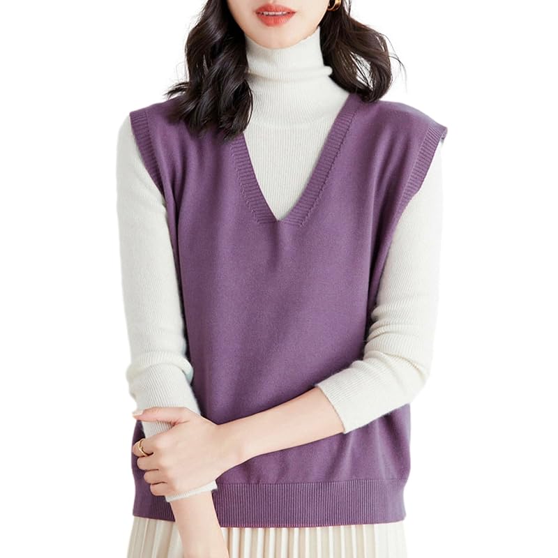 

[BN1 select] knit vest ladies spring autumn Beautiful V-neck gilet tops women s clothing clothes Spring items Autumn items sweater 30s 40s 50s purple