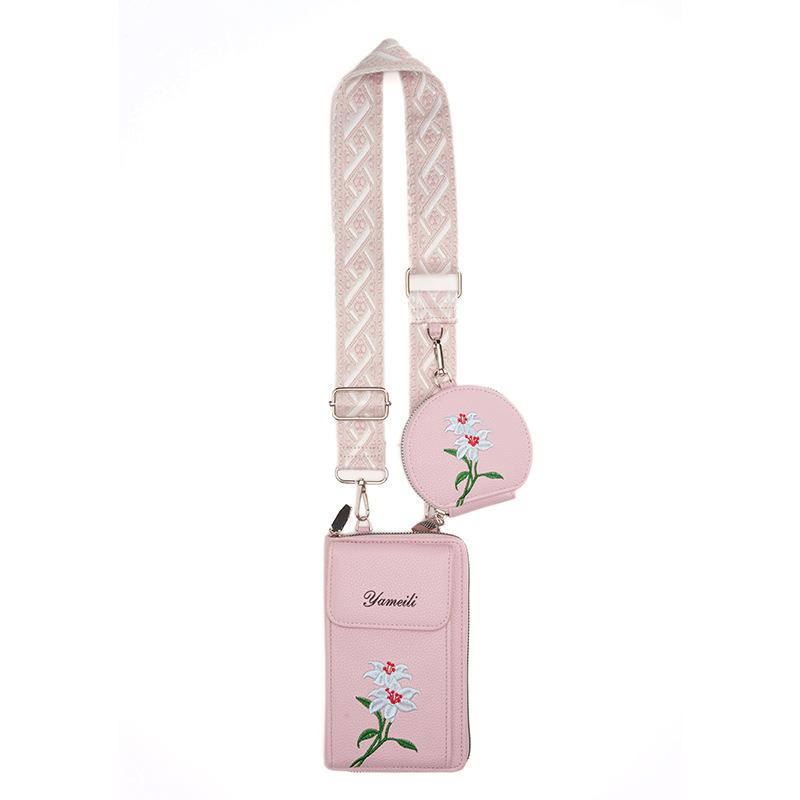 Embroidered Design Single-shoulder Crossbody Bag Multi-functional Mobile Phone Bag Wallet Retro Women's Bag