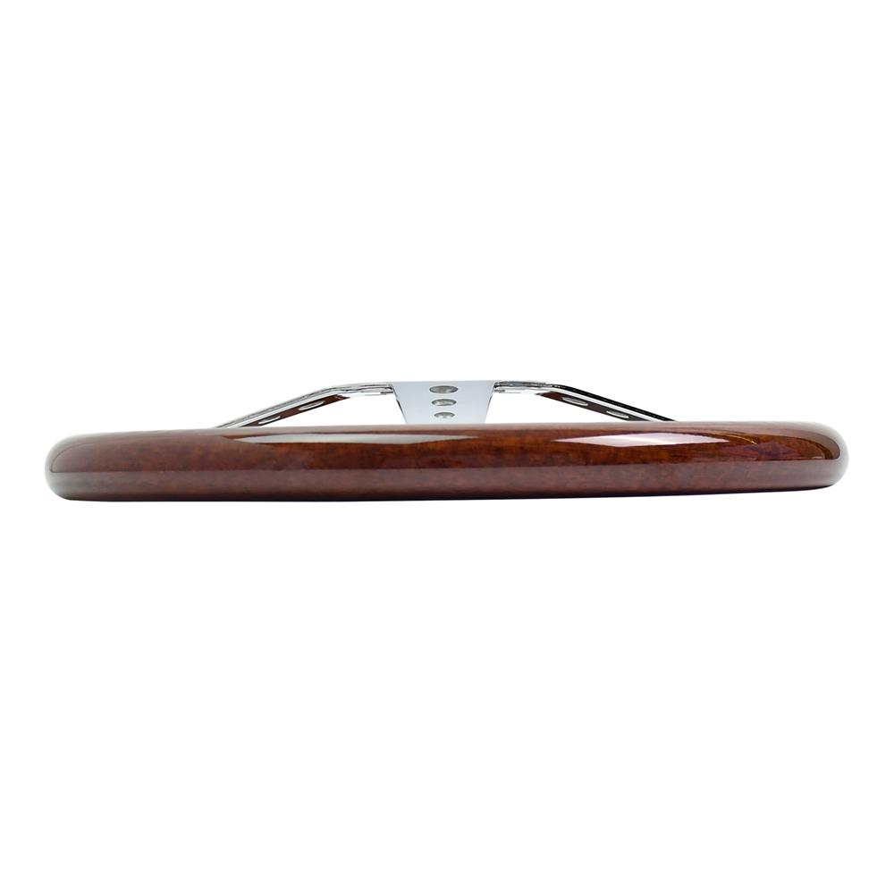 Volante Retrò Classico Effetto Legno 350mm Argento 3 Raggi Foro Tondo Staffa Volante da Corsa con Linee Gialle