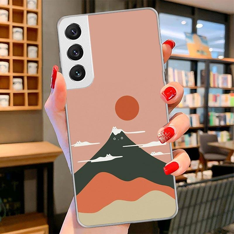 Art Cat Mount Fuji Japan Cover Phone Case For Samsung Galaxy S26 S25 Edge S24 Ultra S23 S22 Plus S21 S20 FE Soft Fundas Shell Ga