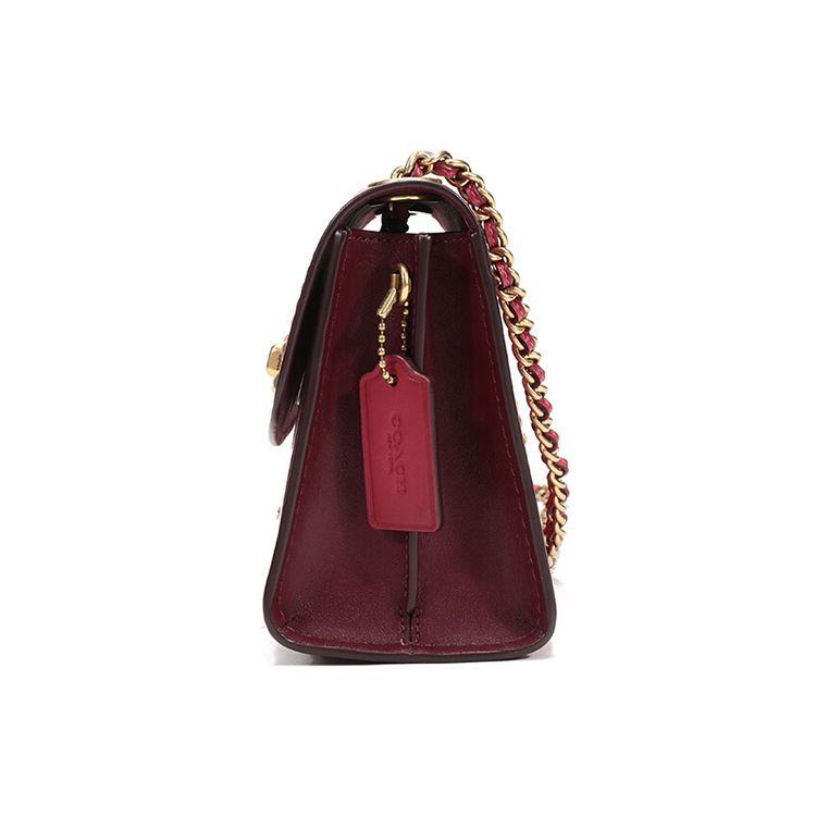 Coach Parker 18 Color Block Flap Chain Leather Crossbody Shoulder Bag Women Bags Red Apple 29390-B4P2Z