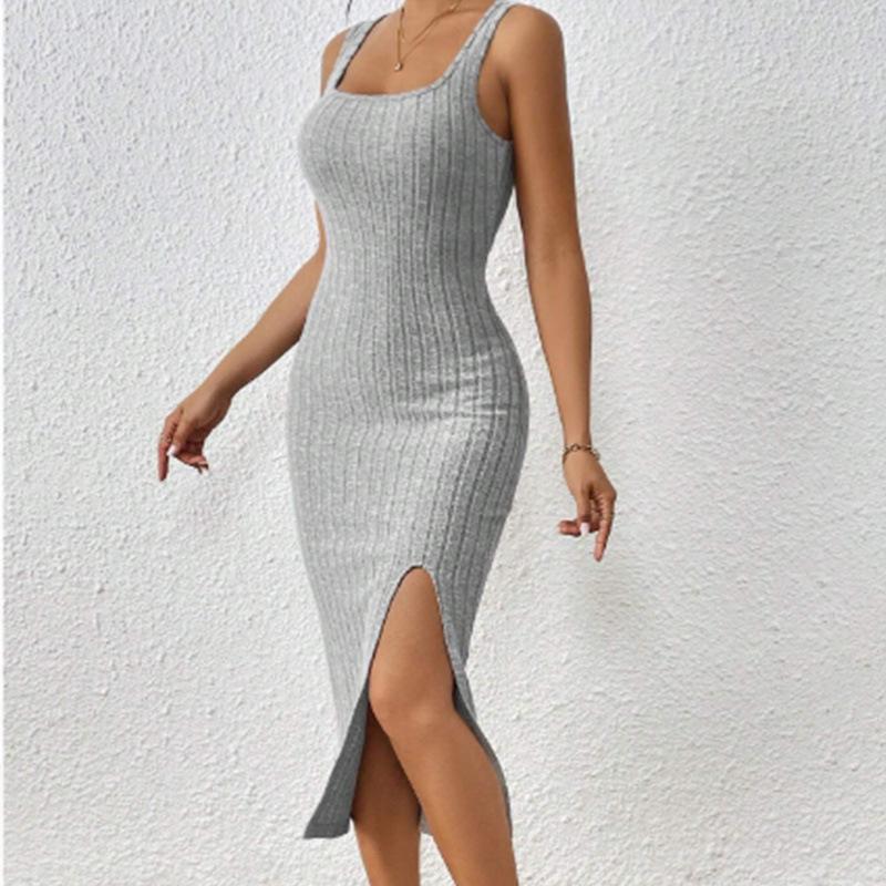 Waist-Hugging Bodycon Sleeveless Tank Top Dress - European & American Style Spring/Summer Long Dress
