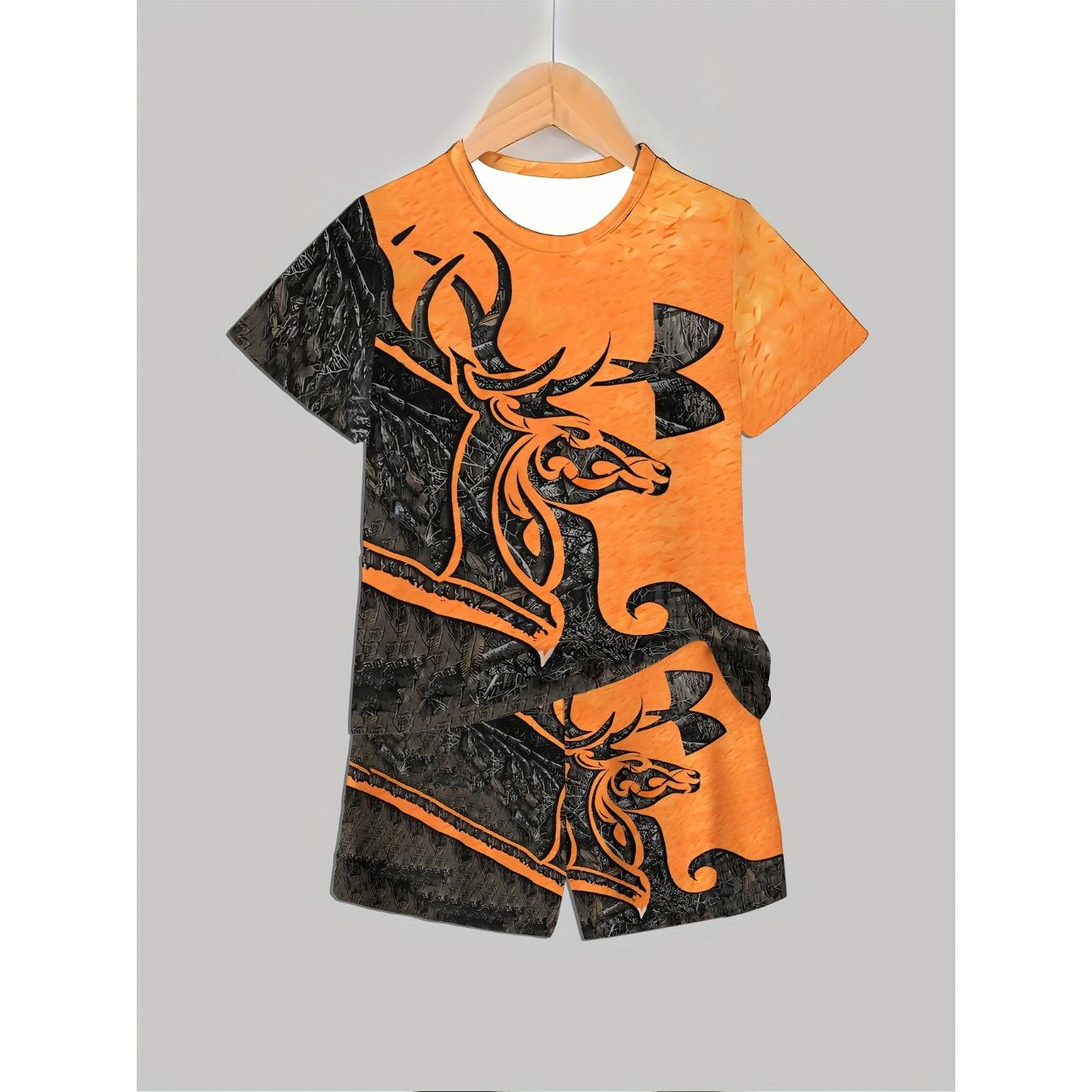 

Boys Set Fashion 3D Printed Casual Pullover Sleeve Shorts Sweatshirt, Boys Outdoor T-Shirt Shorts Outfit, Perfect Outdoor 13-14Y