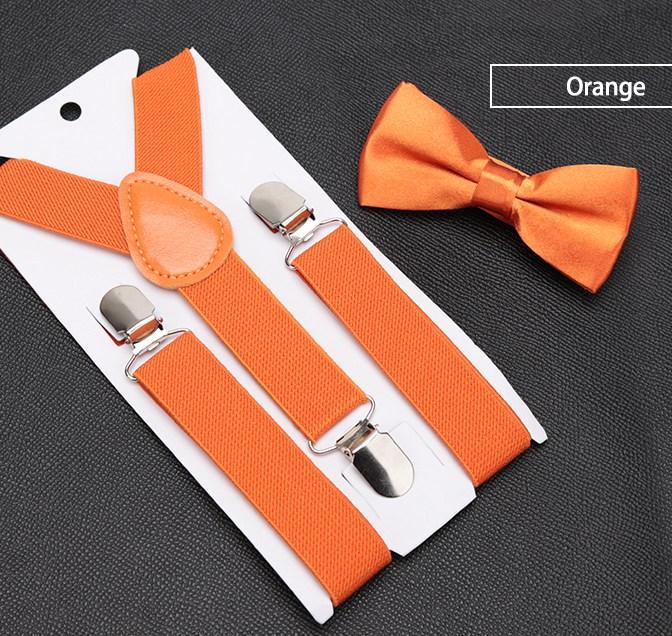 Kids Suspenders Bow Tie Set Boy Girl Retro Adjustable Suspenders Children Baby Braces Clip-on Trousers Wedding Ties Accessories