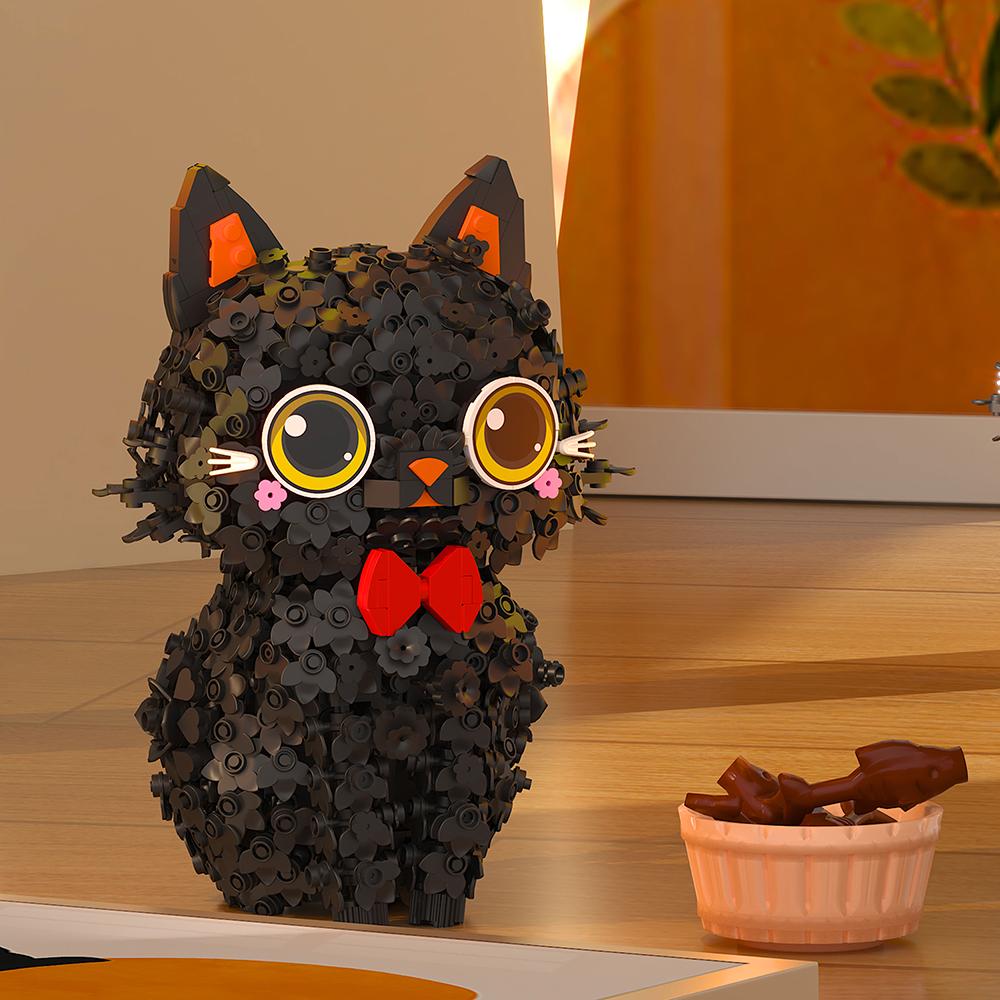 DIY Flower Cat Cartoon Micro Mini Brick Educational 3D Model Toy - Ideal for Office Desk Decoration, Perfect Gift for Cat Lovers