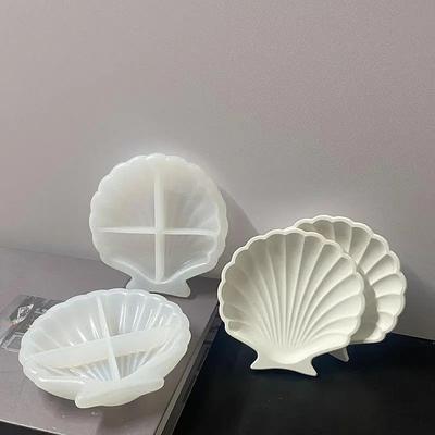 תבנית סיליקון קונכייה תלת מימדית עשה זאת בעצמך שרף אפוקסי צלחת תכשיטים צלחת צדפה מגש אחסון טפטוף סגנון אוקיינוס פמוט תבנית גבס
