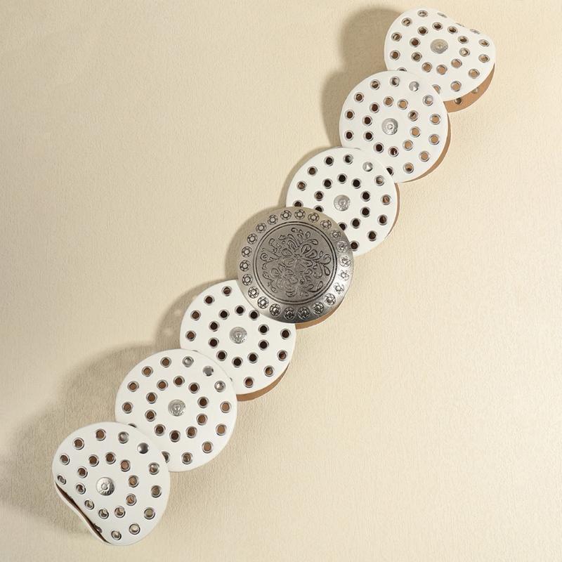 Adult Relief Round Buckle Waist Belt Adjustable Exaggerated Personality Waist Belt for Men Teenagers Coat Dress