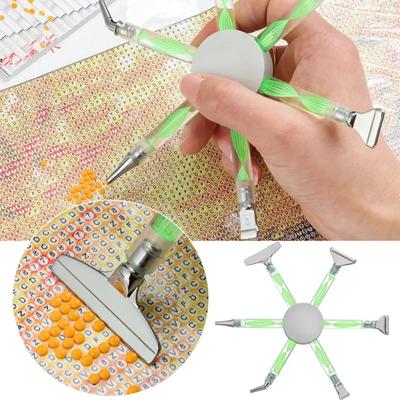 6 Heads 5D Resin Diamond Painting Pen Multi-placer Eco-friendly Alloy Replacement Pen Heads Point Drill Pen Embroidery DIY Craft
