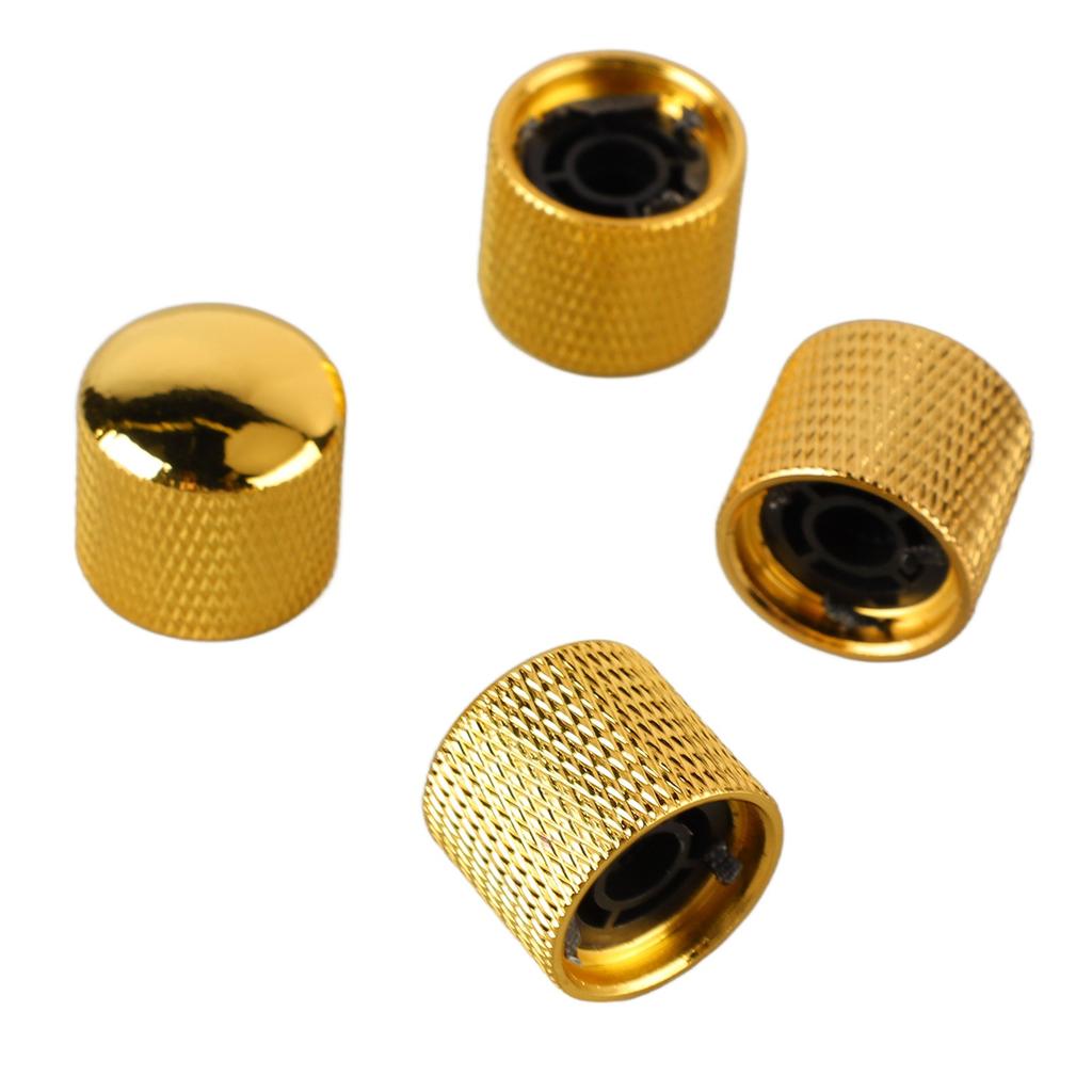 4 Pezzi Manopola per Chitarra Metallo Volume Tono Cupola Manopola di Controllo Set di Accessori per Strumenti Musicali GD103 Oro