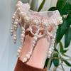 Creative Pearl Lace Choker White Mesh Neck Jewelry Personalized Tassel Beads Necklace  Accessories