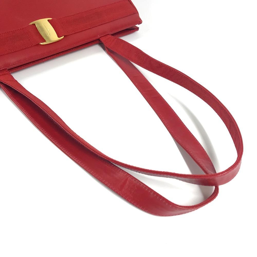 Salvatore Ferragamo Vara logo ribbon Tote Bag Shoulder Bag Leather Red