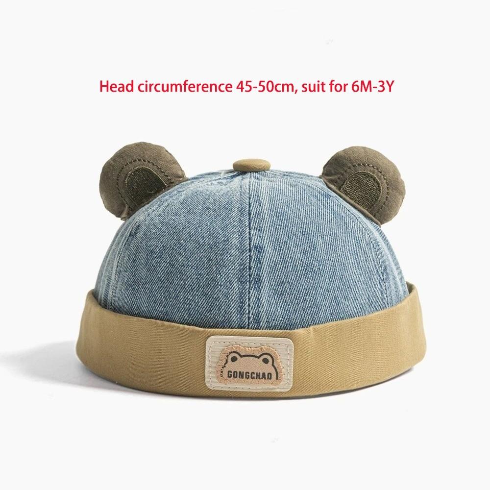 Denim Material Denim Brimless Cap Cute Bear Ears Unisex Toddler Hat Bear Ears Beanie Outdoor Wear