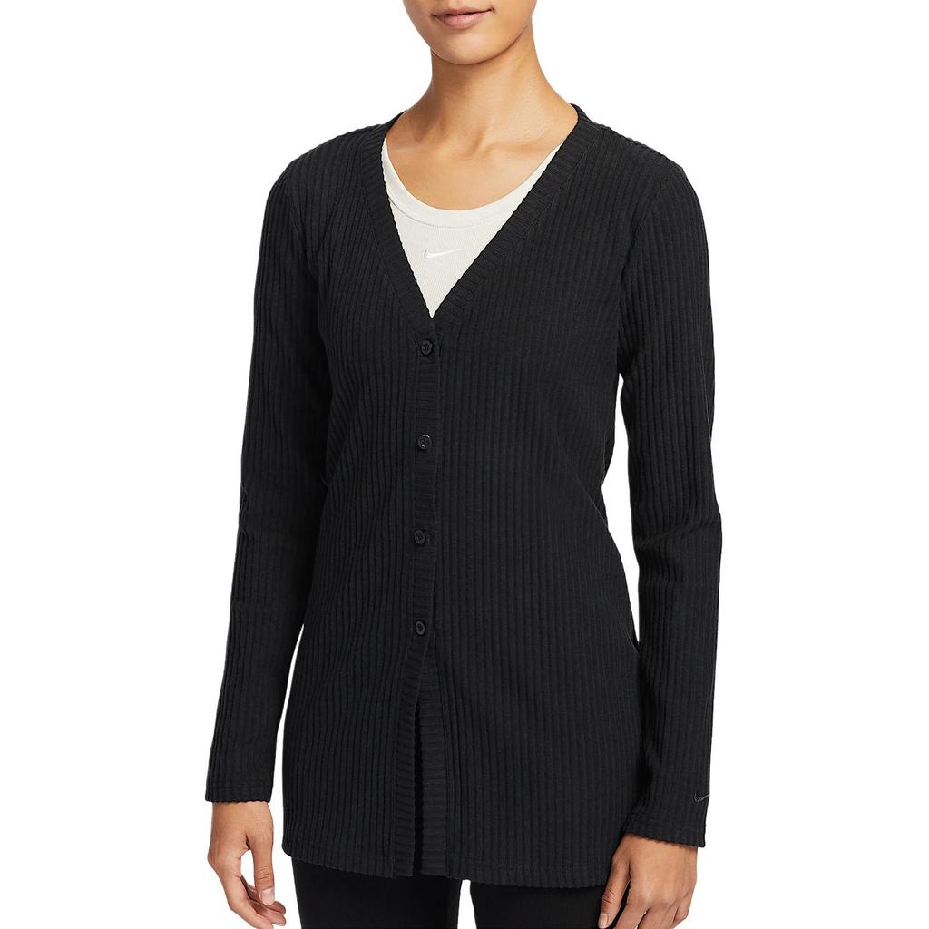 New Nike NSW CHLL KNT RIB CARDI Long Sleeved Dresses Women's Black HJ1244-010