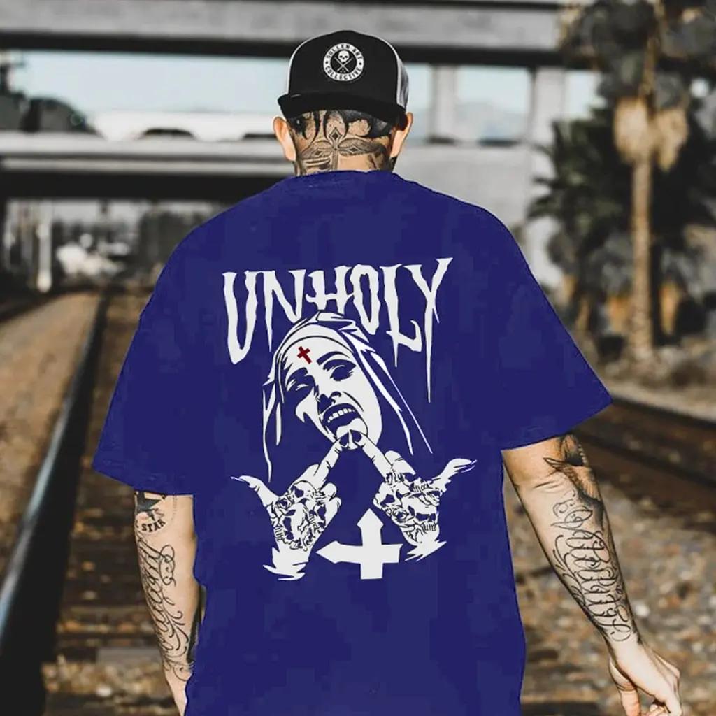 Casual Men's T-Shirt Weird Pattern Print Tee Shirt Male Elastic Hipster High-end Unique Design Looes short Sleeved Polyester