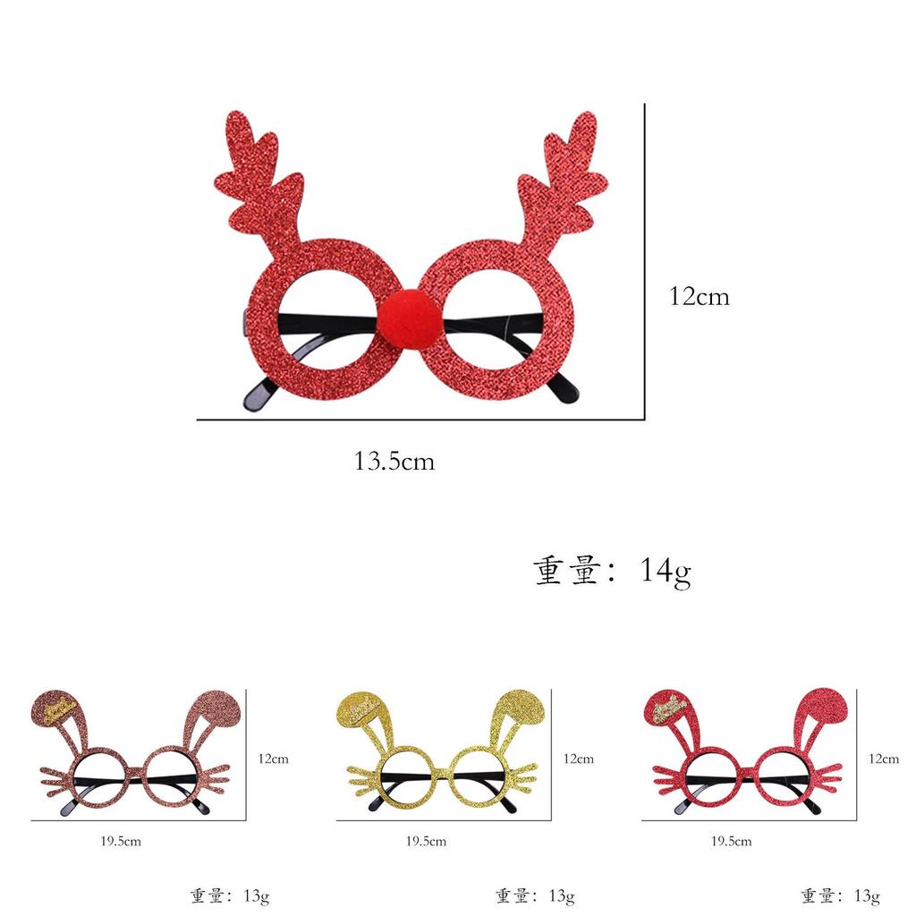 Whimsical Christmas Glasses For Adults And Kids Featuring Deer Antlers And Bunny Ears In Vibrant Colors For Festive Party Photography