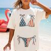 USA Bikini Graphic Tee American Flag Beach Shirt Summer Vacation T-Shirt