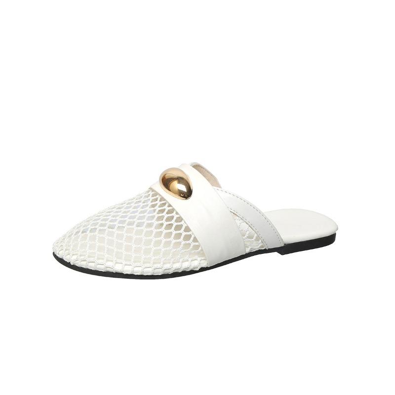 Women's Mary Jane Mesh Flats, Breathable Fishnet Slip-On Mules, Wholesale Peep-Toe Slippers In Stock