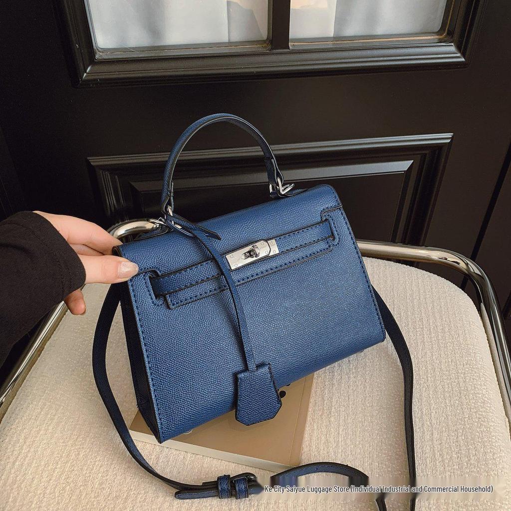 Women's Versatile Lychee Pattern Kelly Bag - Fashionable Large-Capacity Shoulder and Crossbody Handbag