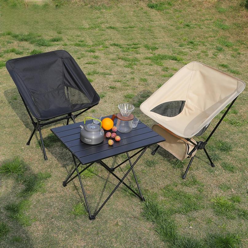 Faltbare Campingstühle Set Leichter Klappstuhl Ultraleicht Rucksack Mondstühle für Garten Picknick Strand Angeln