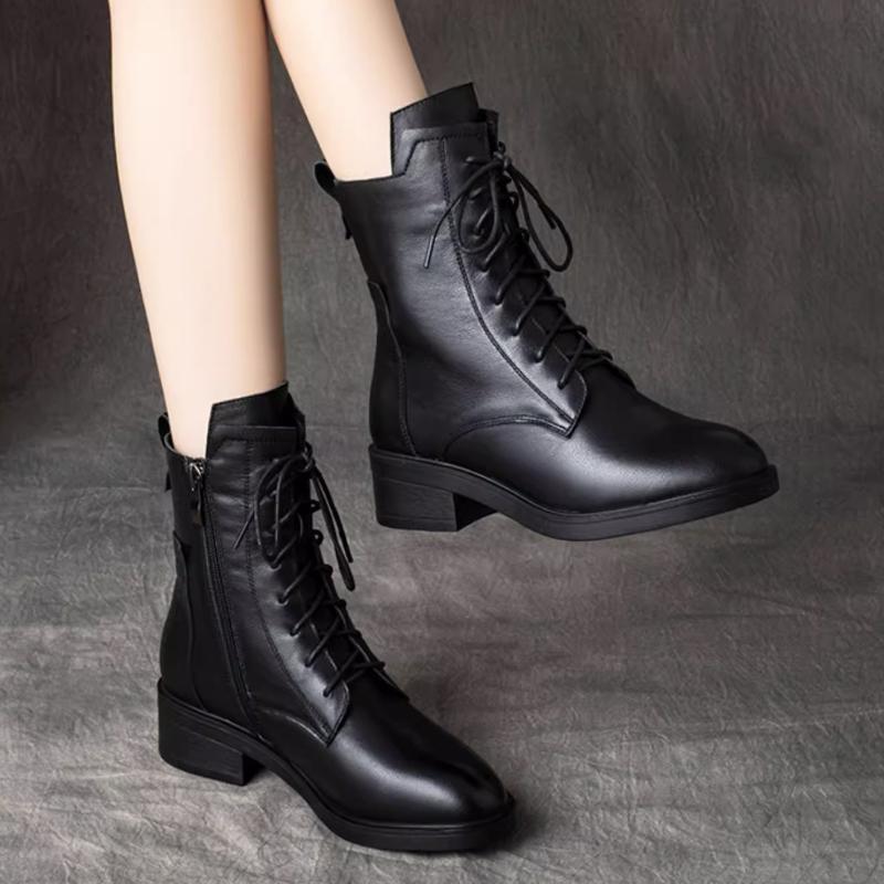 Fashion Women's Thick Ankle Chelsea Boots Retro Classic Shoes 2025 New Winter Oxford Lace Up Thick Sole Ladies Boots Casual Botas