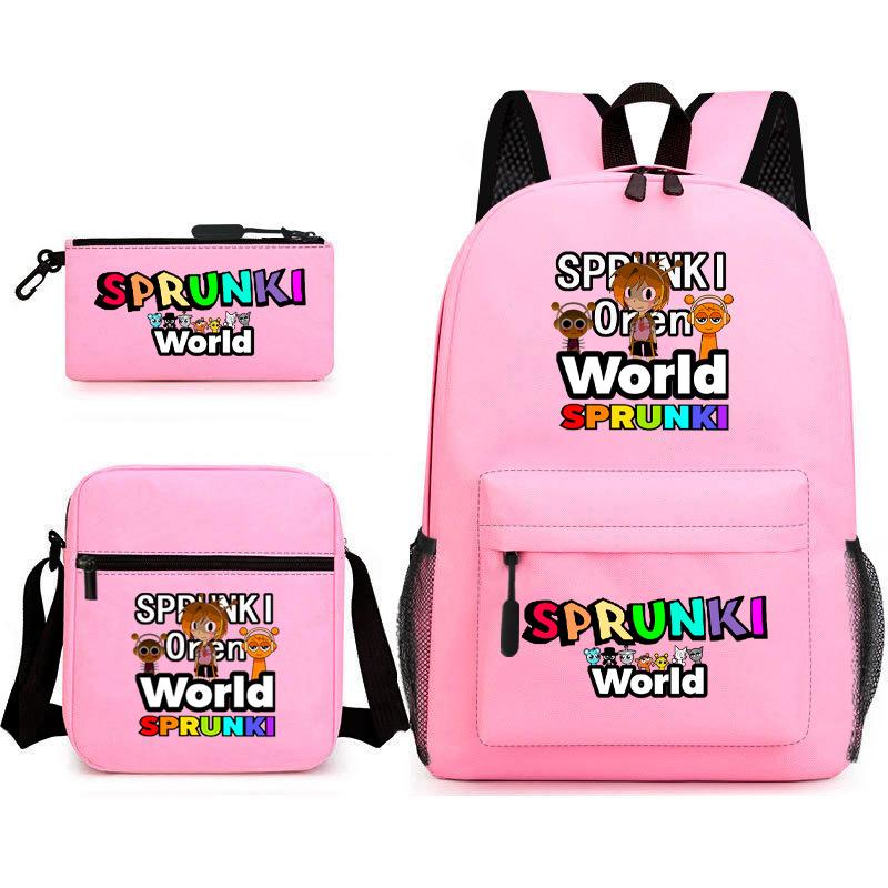 New rhythm box game merchandise primary school bag sprunki cartoon starry sky backpack 3-piece set D