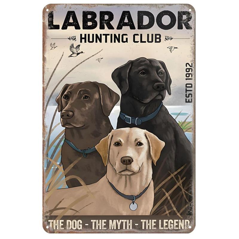 Dogs Metal Tin Signs Labrador Pitbull Wall Art Posters Plaque Vintage Iron Painting Decoration for Home Cafe Game Room Club Bar