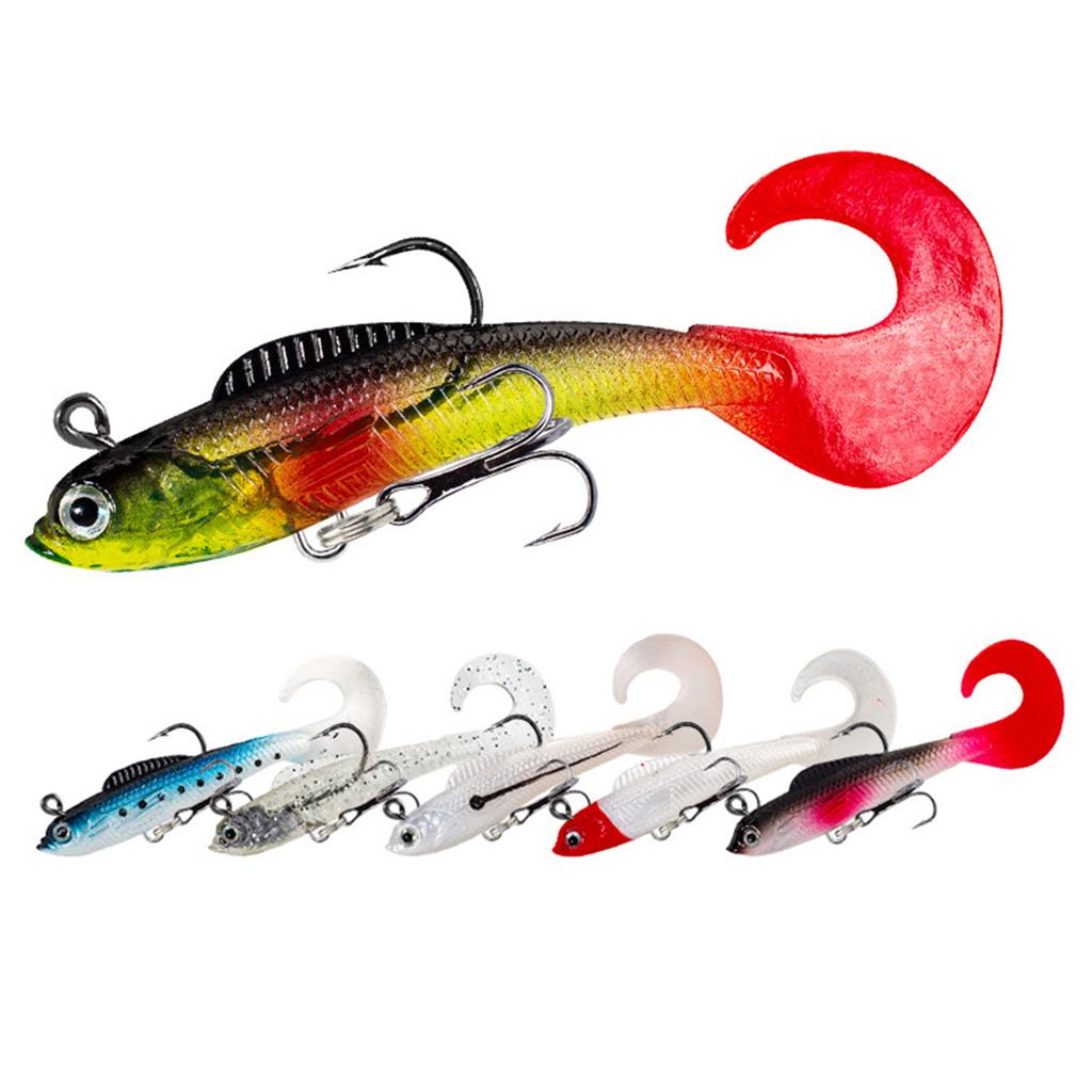Artificial Plastic Bait Swimbait Fishing Hook Tackle Soft Swimbait Curl Tail Fish Baits Fishing Jig Lures Easy to Use