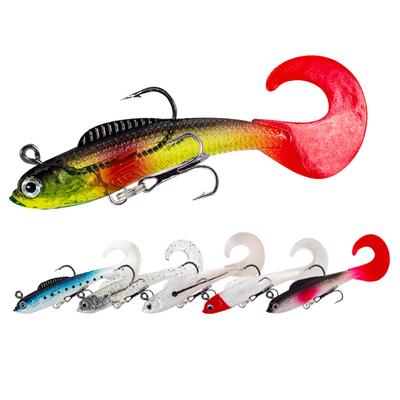 Soft Swimbait Curl Tail Fish Baits with Hooks Artificial Plastic Baits Swim Tail Fishing Lures Jig Wobblers Enduring
