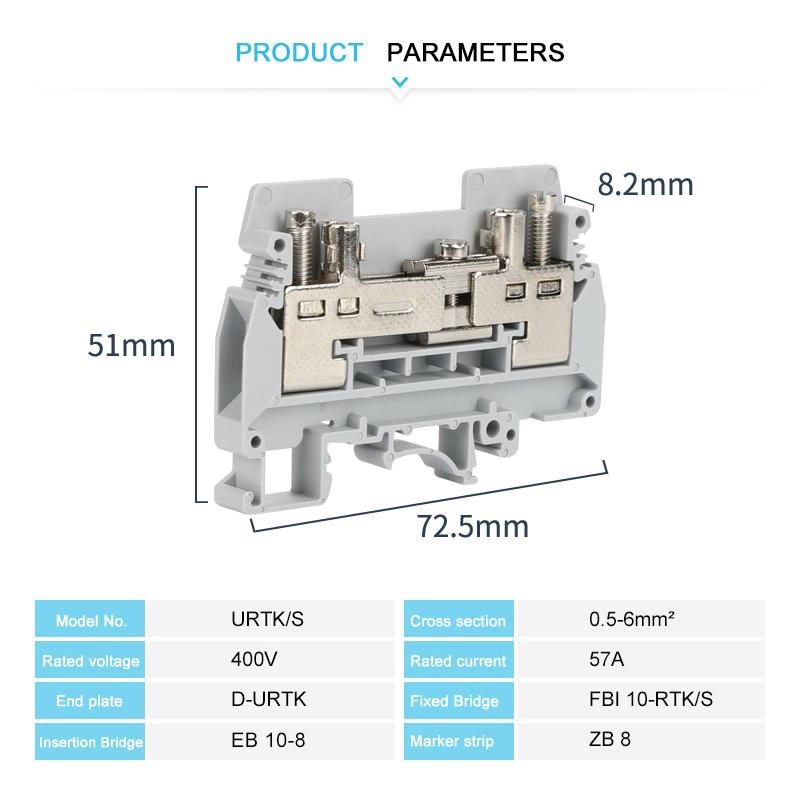 URTK/S ERTK/S Jednoduchý test Odpojovací svorkovnice Univerzální šroubové připojení Drátový elektrický konektor DIN lišta Svorkovnice