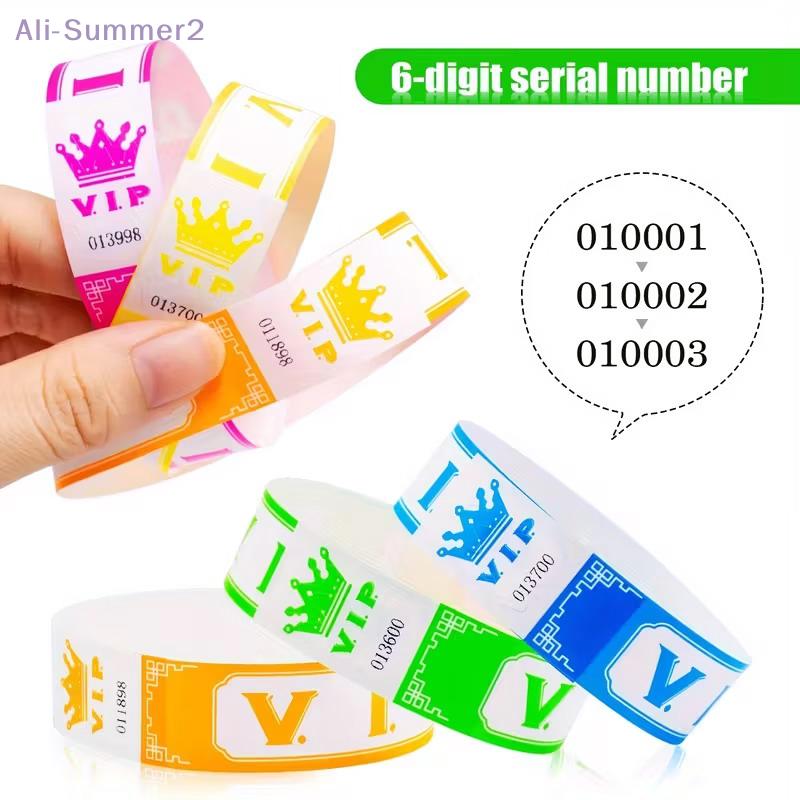 {MX} 100pcs VIP Neon Fluorescent Paper Bracelets Waterproof Disposable Wristbands For Party Music Festivals & Events