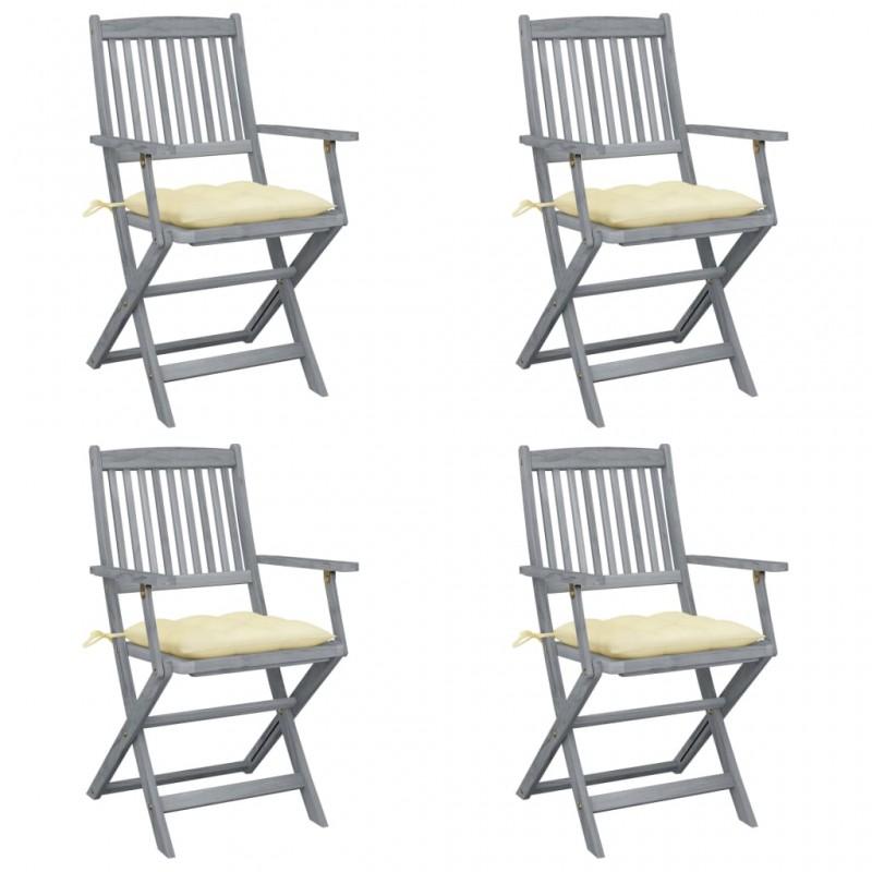 Day and Night - Day and Night Folding Garden Chairs 4 Pcs Cushions Solid Acacia Wood