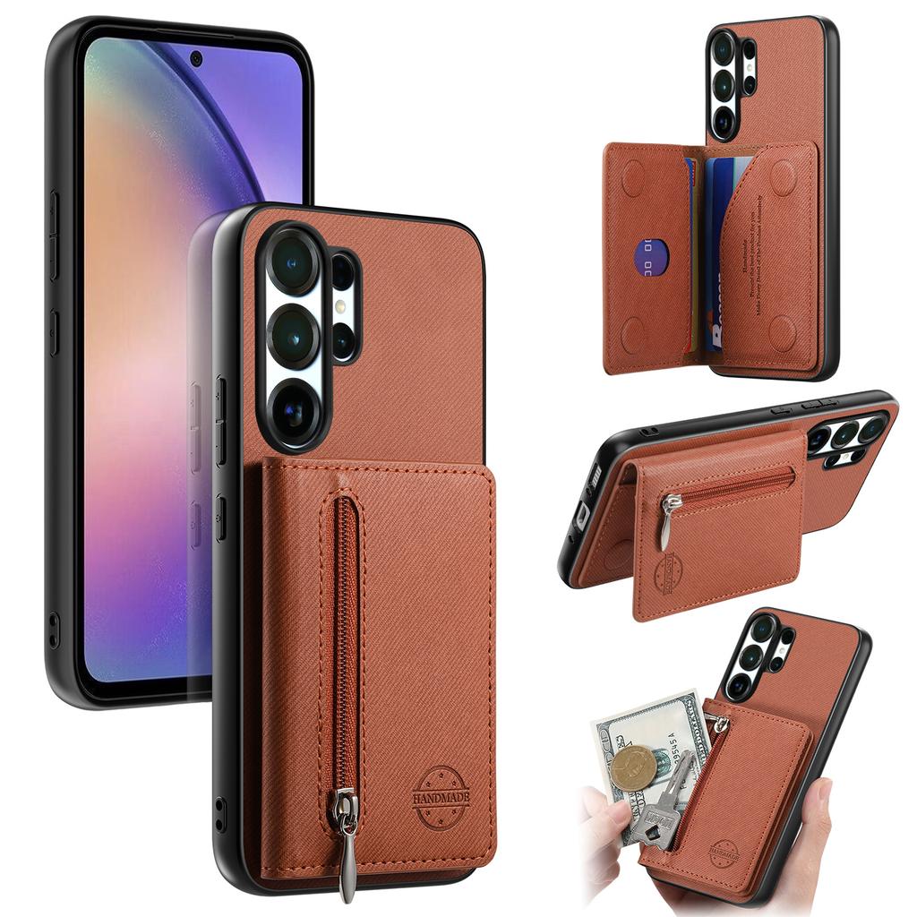 Cowboy-Muster Reißverschluss Magnetkartenfach Geldbörse Leder Handyhülle Für Samsung S25 Ultra S24 Plus S23 A17 A07 Tasche Ständer Hülle