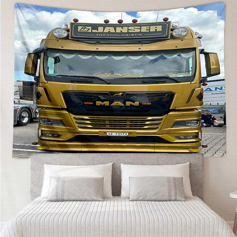 MAN LKW Wandteppich für Schlafzimmer Ästhetische Klassenzimmer Wandteppiche Wandbehang für Wohnzimmer Studentenwohnheim Büro, Ideales Kreatives Geschenk
